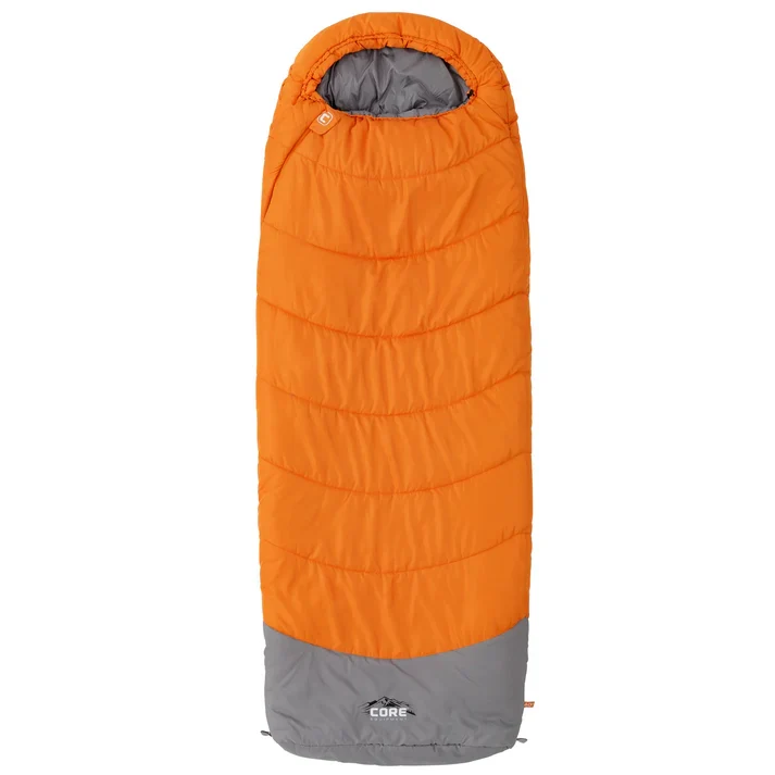 CORE EQUIPMENT 40-Degree Hybrid Sleeping Bag – Lightweight Camping Sleeping Bag (Orange/Grey)