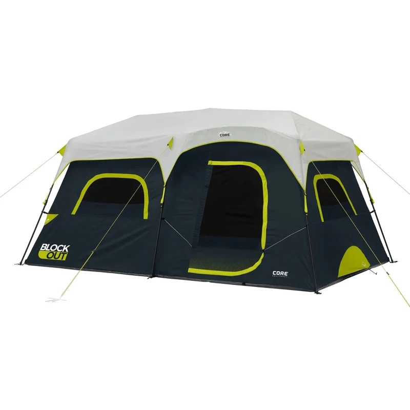 CORE EQUIPMENT 9-Person Instant Cabin Blockout Tent – 14' x 9' Grey/Black