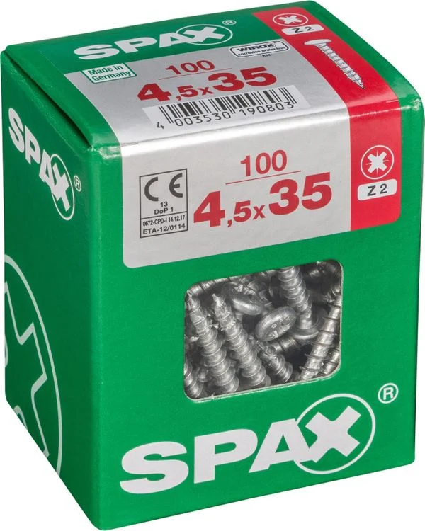 Spax schroef pozidrive bolkop 4,5x35mm 100st