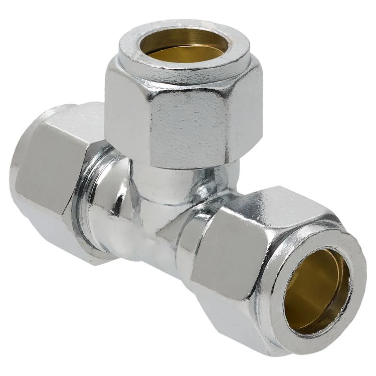 Sanivesk knelkoppeling T-stuk metaal chroom 12mmx12mmx12mm