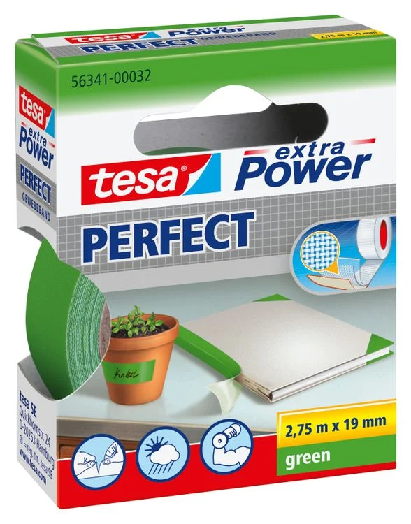 Tesa Extra Power Perfect textieltape groen 19mm 2,75m