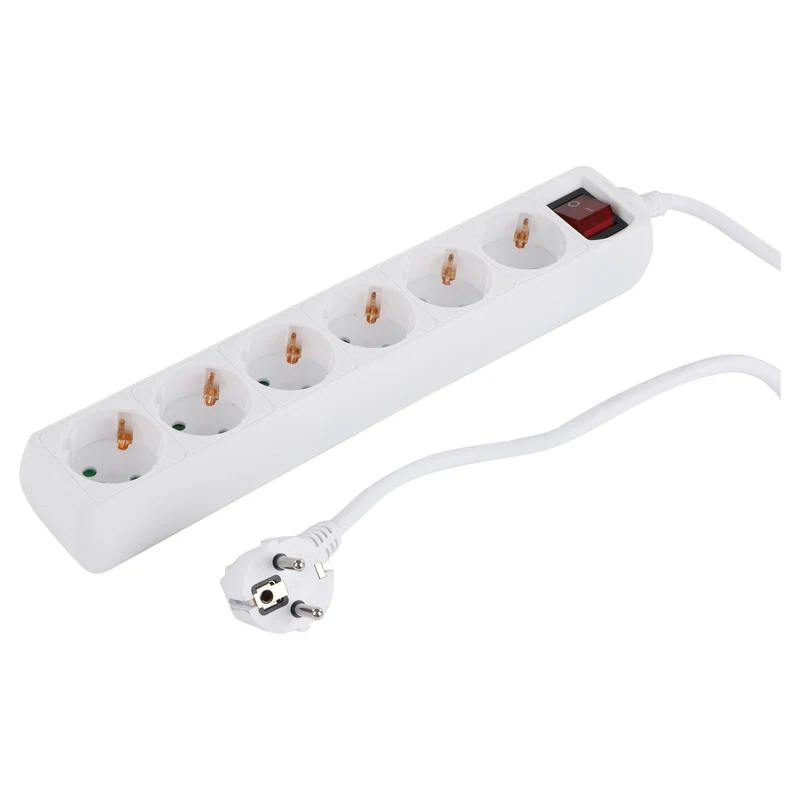 Q-Link stekkerdoos 6-voudig 6x geaard wit 5m