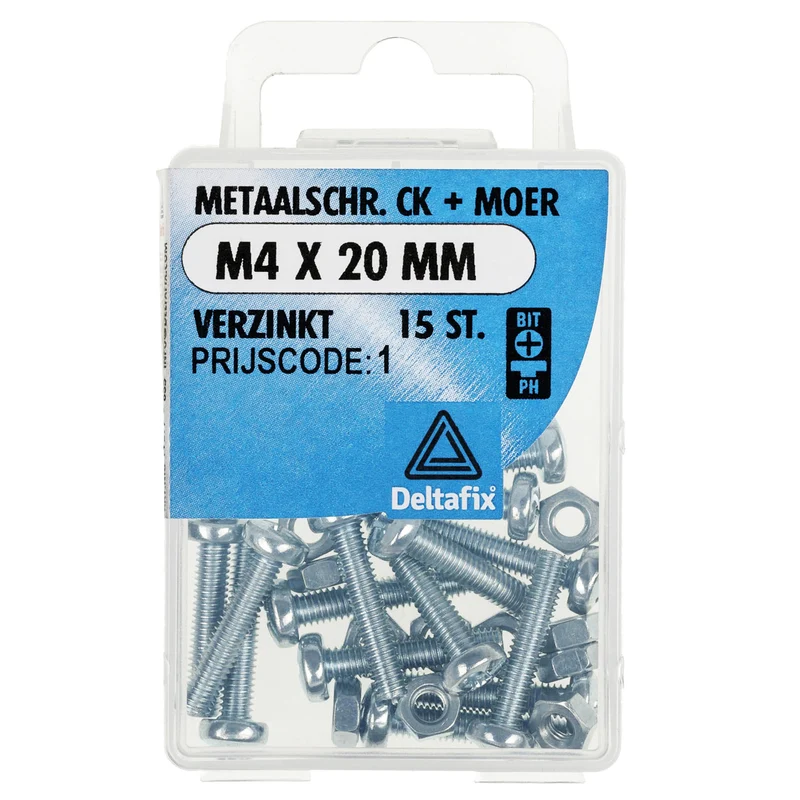 Deltafix metaalschroef cilinderkop M4x20mm 15st