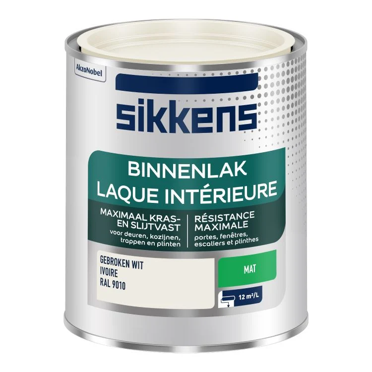 Sikkens lak mat RAL9010 gebroken wit 750ml