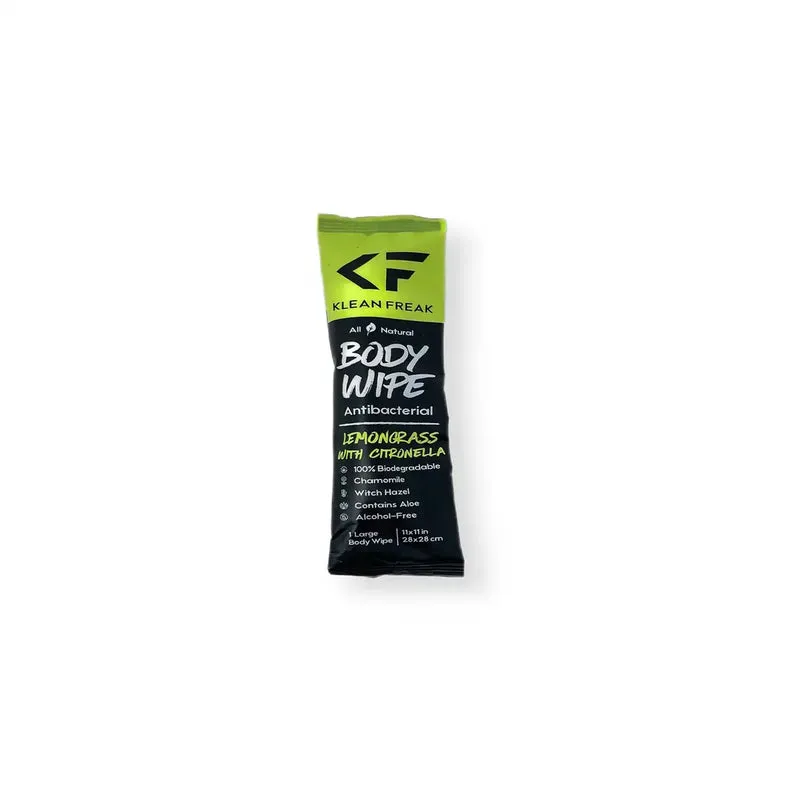 Klean Freak Body Wipes – Single Sachet – Lemon Grass & Citronella – Refreshing Personal Wipes