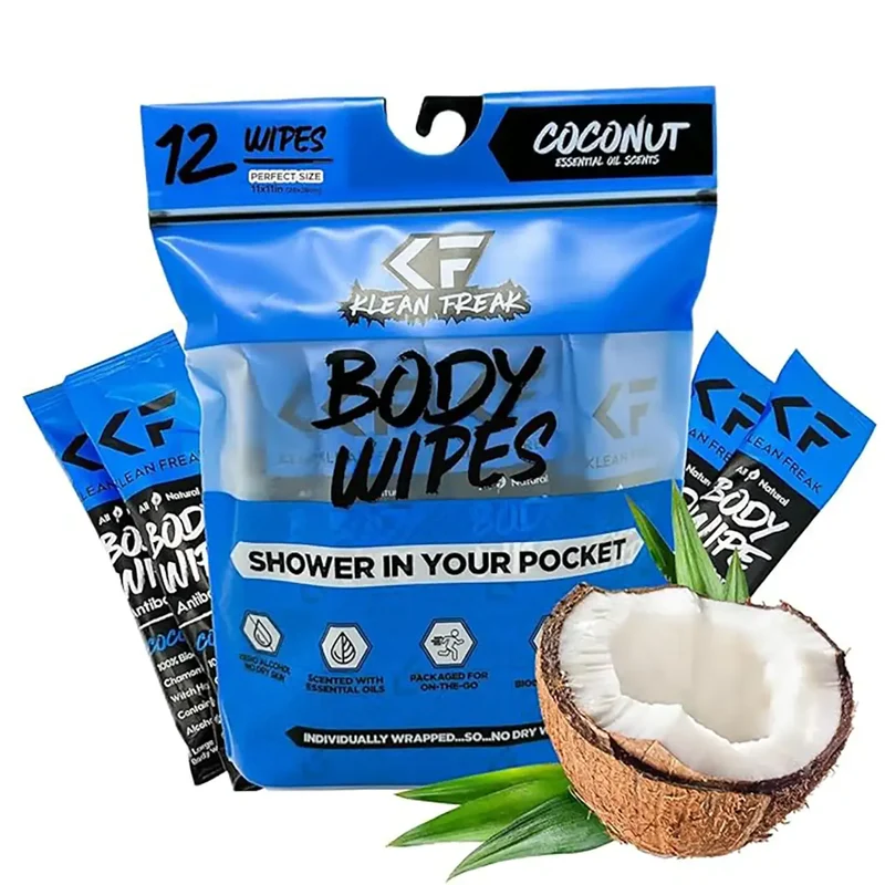 Klean Freak Coconut Body Wipes – 12-Pack – Refreshing, Convenient, Travel-Friendly