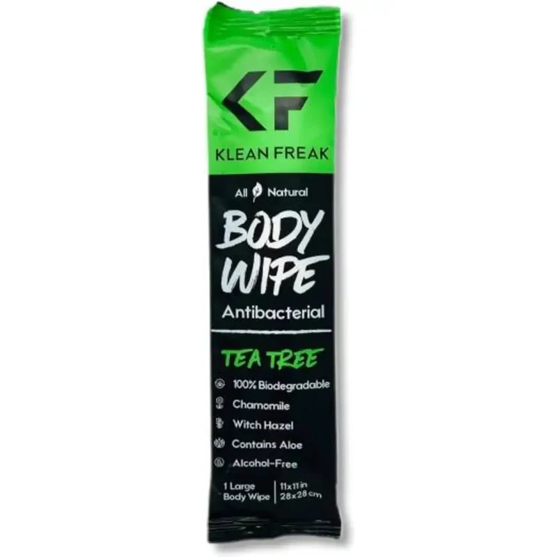 Klean Freak Body Wipes 100 Pack with Tea Tree – Antibacterial Full Body Cleansing Wipes