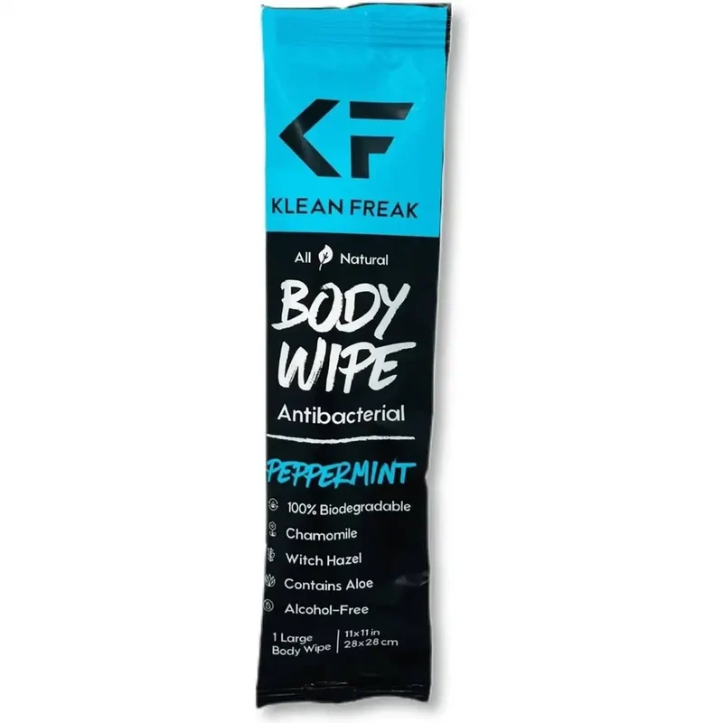Klean Freak Peppermint Body Wipes 100 Pack – Extra Large Cooling Cleansing Wipes