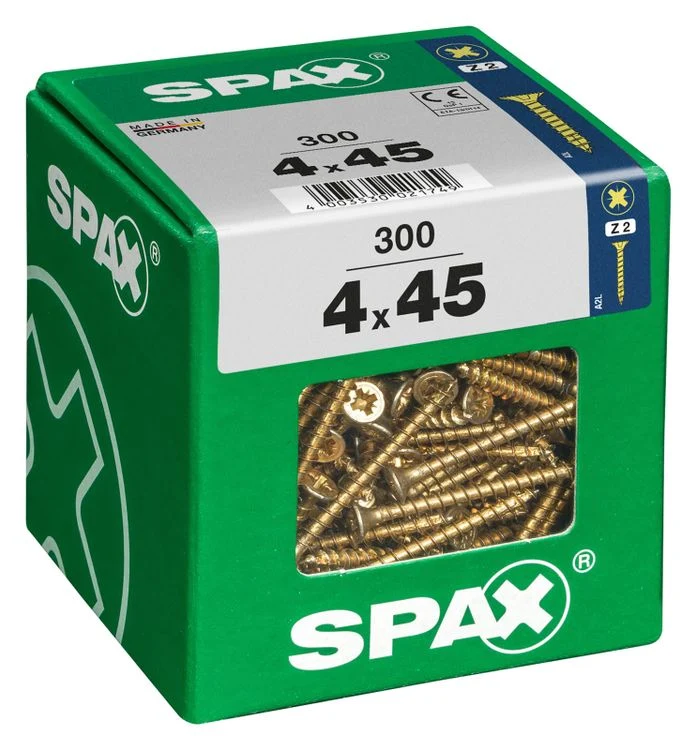 Spax schroef pozidrive verzinkt 4x45mm 300st