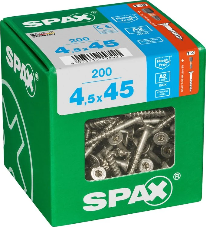 Spax A2 schroef T-star plus verzonken kop 4,5x45mm 200st