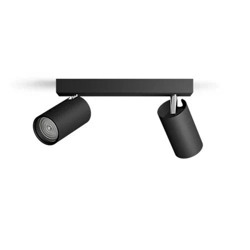 Philips opbouwspot Idris zwart 2-lichts