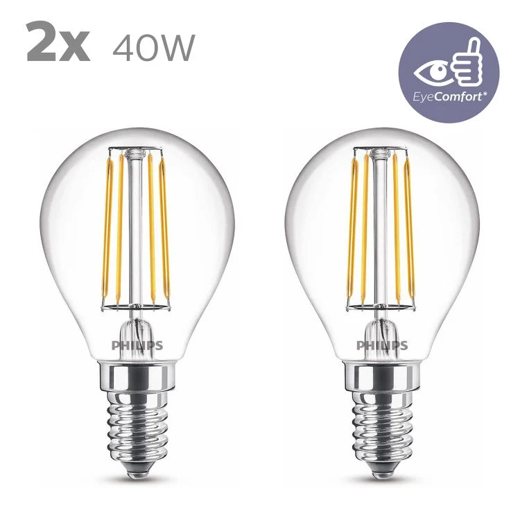 Philips LED lamp kogel E14 helder ww 3W 470LM 2st