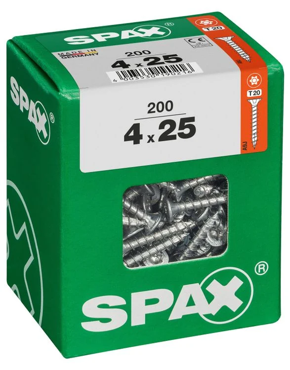 Spax schroef T-star plus verzonken kop 4x25mm 200st