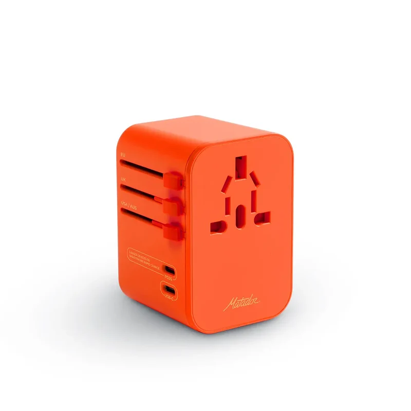 Matador Global Travel Adapter in Forget-Me-Not Orange – Universal International Power Adapter