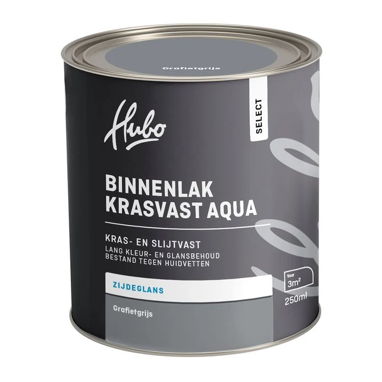 Hubo Select binnenlak zijdeglans grafietgrijs 250ml