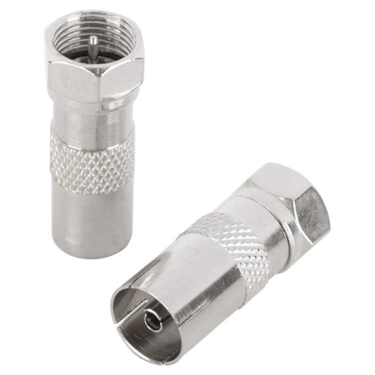 Q-Link coax adapter 1x male, 1x female zilver
