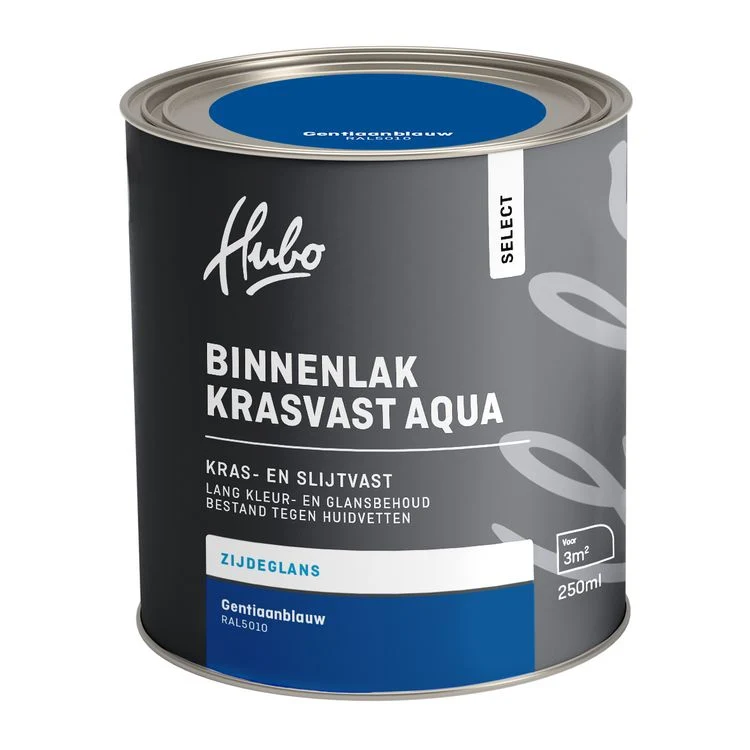 Hubo Select binnenlak zijdeglans RAL5010 gentiaan blauw 250ml