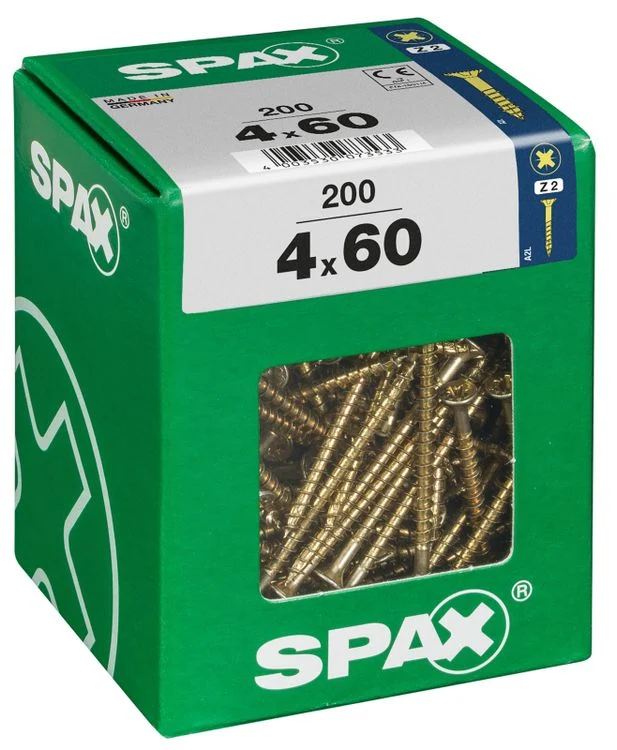 Spax schroef pozidrive verzinkt 4x60mm 200st