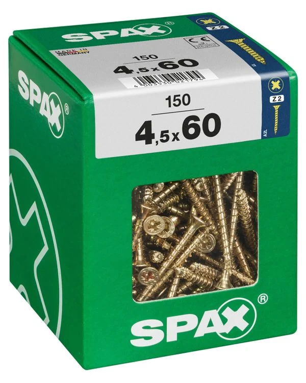 Spax schroef pozidrive verzinkt 4,5x60mm 150st