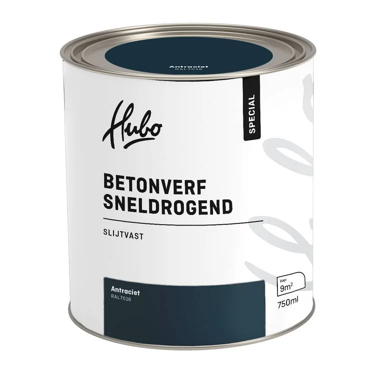 Hubo betonverf zijdeglans RAL7016 antraciet 750ml