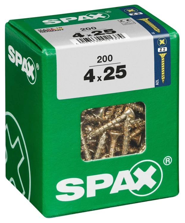 Spax schroef pozidrive verzinkt 4x25mm 200st