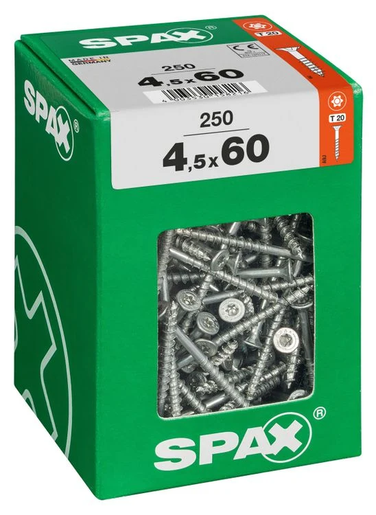 Spax schroef T-star plus verzonken kop 4,5x60mm 250st