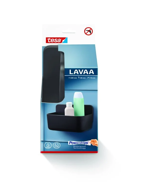 Tesa Lavaa douchemand S rechthoek kunststof zwart