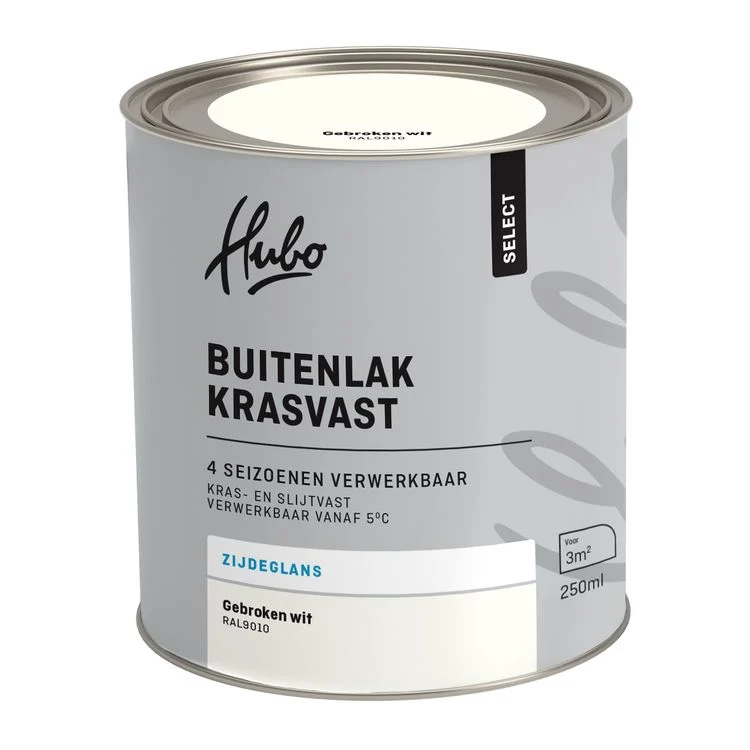 Hubo Select buitenlak zijdeglans RAL9010 gebroken wit 250ml