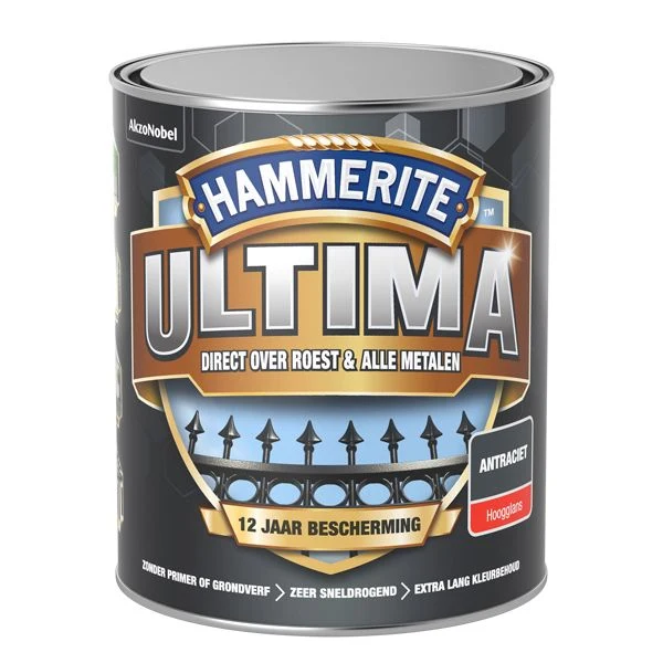 Hammerite Ultima metaallak hoogglans antraciet 750ml