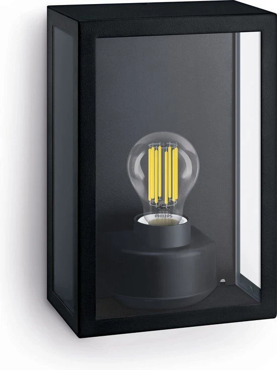 Philips LED buitenlamp Alzor wand rechthoek 25W zwart