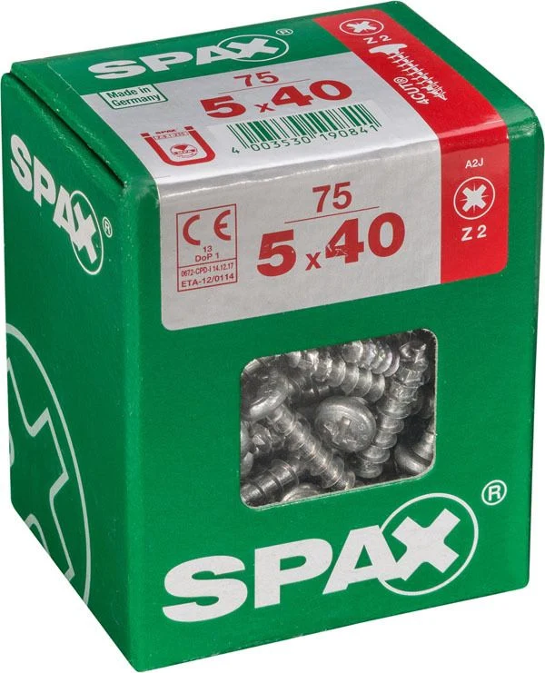 Spax schroef pozidrive bolkop 5x40mm 75st