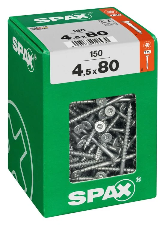 Spax schroef T-star plus verzonken kop 4,5x80mm 150st