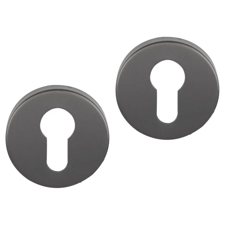Differnz rozet met profielcilindergat gun metal rond RVS 2st