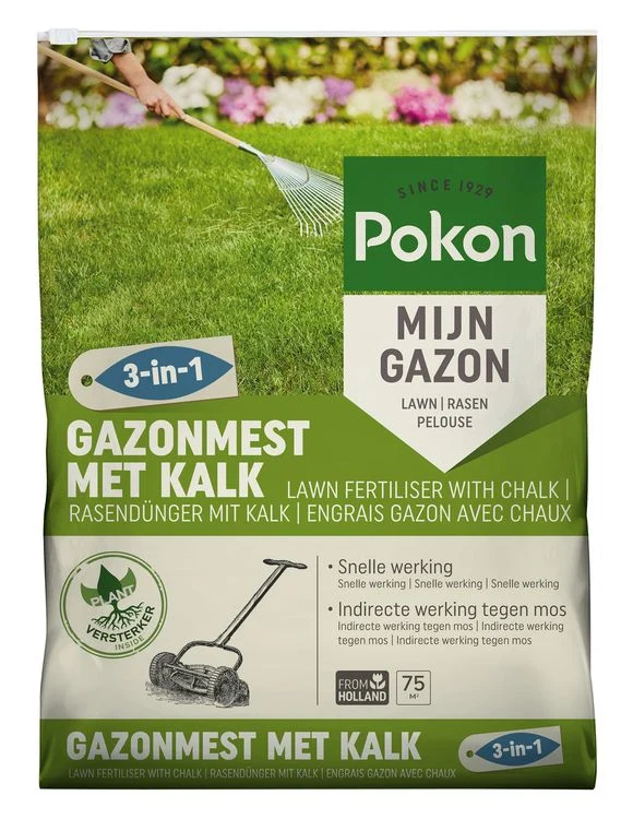 Pokon Mijn Gazon 3-in-1 gazonmest met kalk voor 75m²