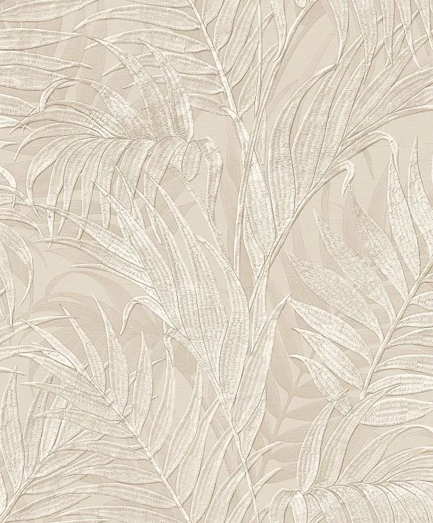 Vliesbehang Palm leaf bladeren beige 53cmx10m