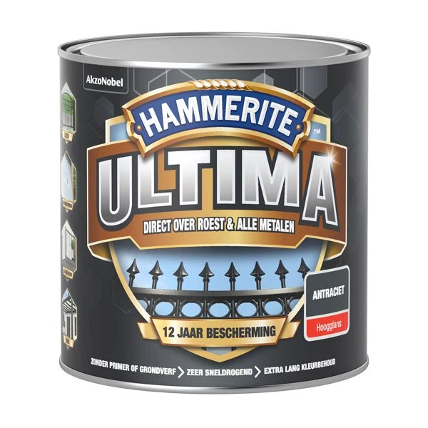 Hammerite Ultima metaallak hoogglans antraciet 250ml