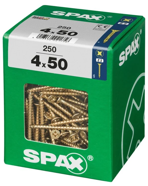 Spax schroef pozidrive verzinkt 4x50mm 250st