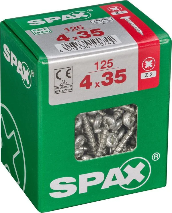 Spax schroef pozidrive bolkop 4x35mm 125st