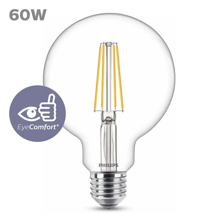 Philips LED lamp globe E27 helder ww 6W 806LM