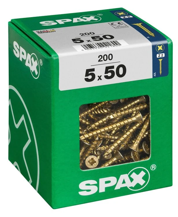 Spax schroef pozidrive verzinkt 5x50mm 200st