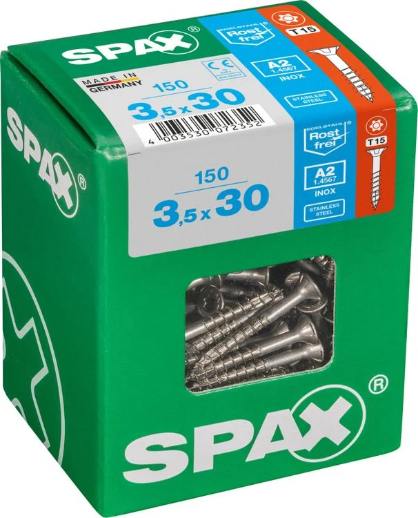 Spax A2 schroef T-star plus verzonken kop 3,5x30mm 150st