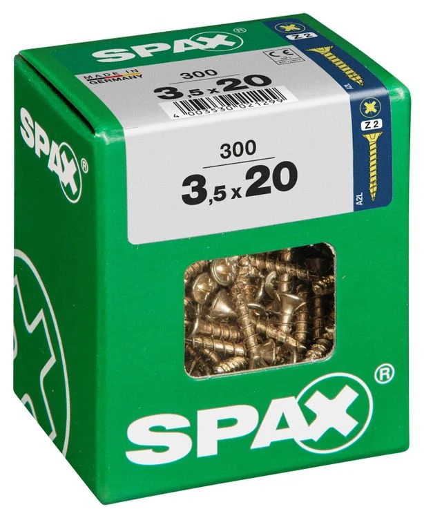 Spax schroef pozidrive verzinkt 3,5x20mm 300st