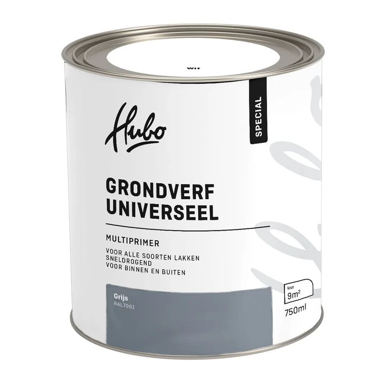 Hubo Universeel grondverf mat RAL7001 grijs 750ml