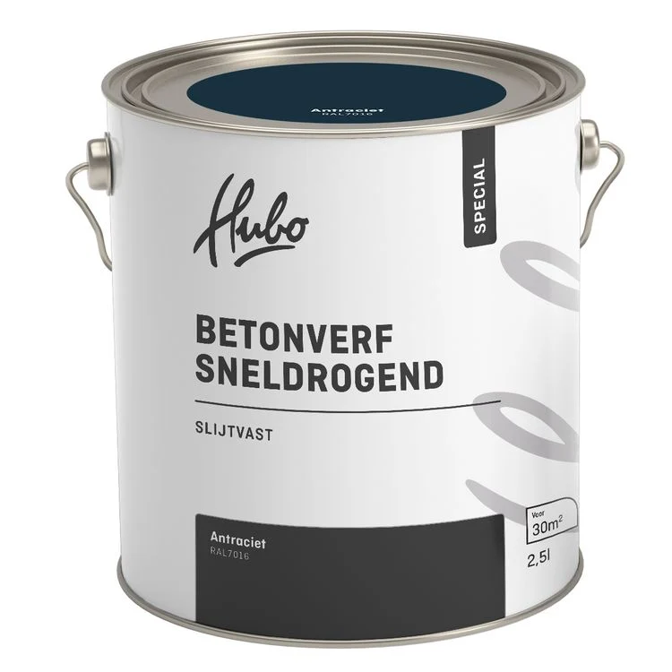 Hubo betonverf zijdeglans RAL7016 antraciet 2,5L