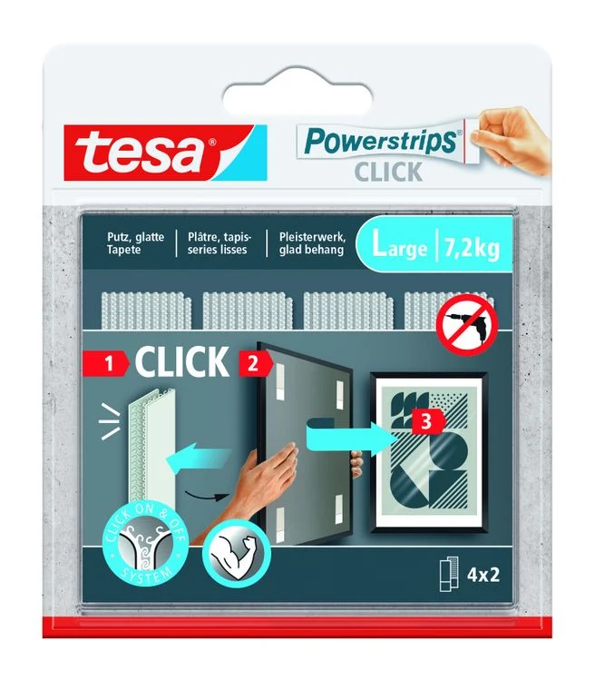 Tesa Powerstrips Click L wit 8st