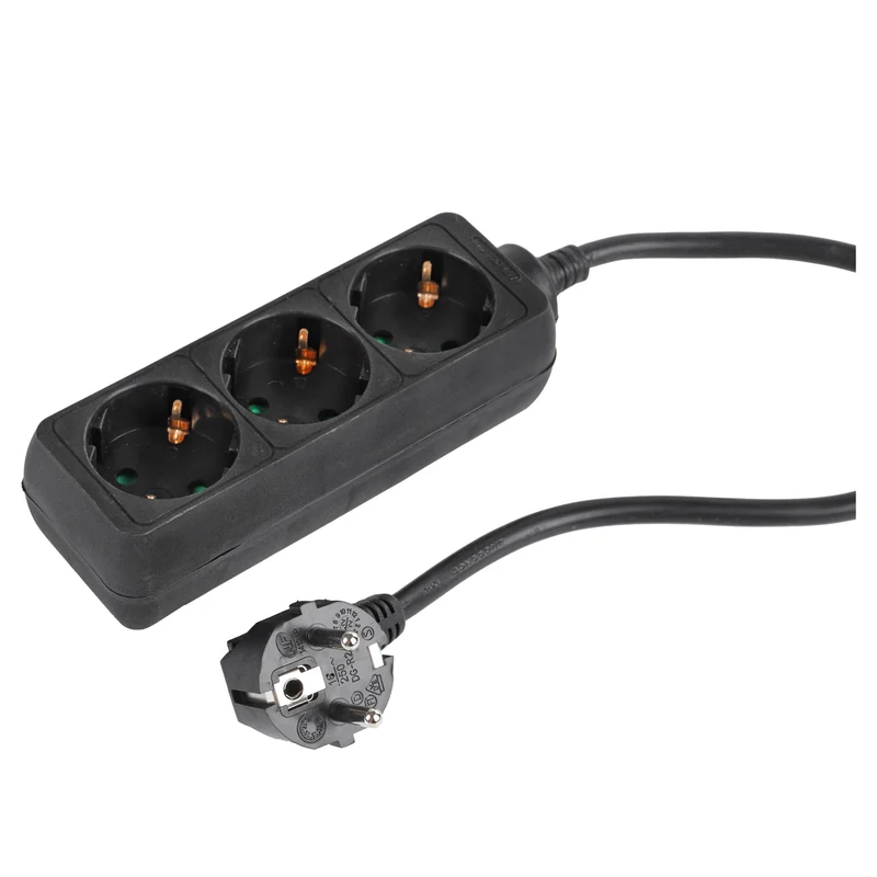 Q-Link stekkerdoos 3-voudig 3x geaard zwart 3m