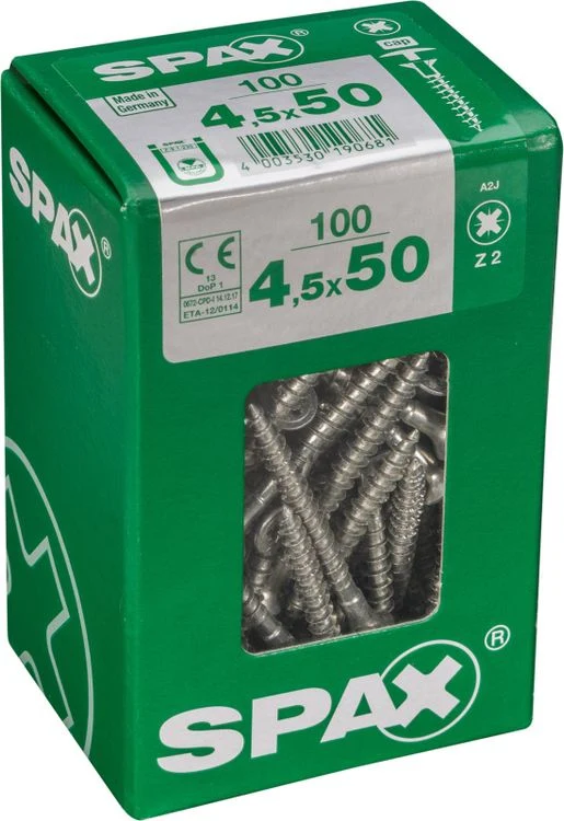 Spax schroef kopboring 4,5x50mm 100st