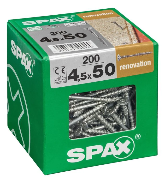 Spax renovatieschroef T-star plus platkop 4,5x50mm 200st