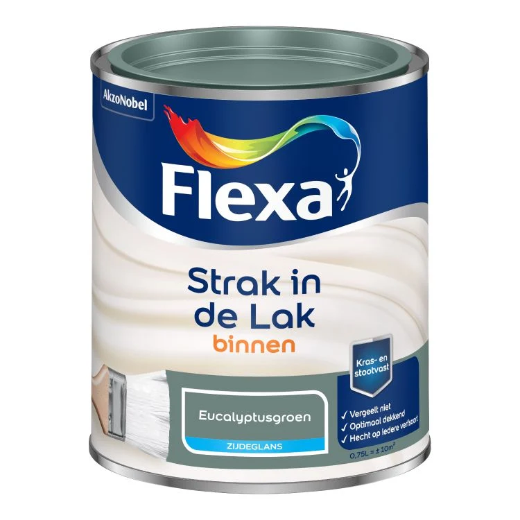 Flexa Strak in de Lak zijdeglans eucalyptusgroen 750ml