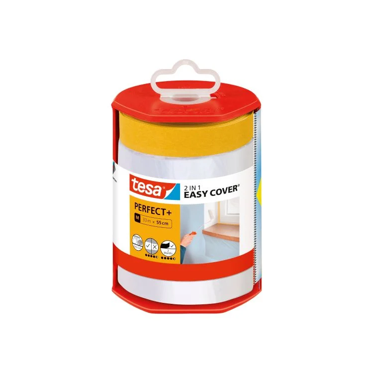 Tesa Easy Cover Perfect+ afdekfolie met crepe plakrand 55cm x 33m